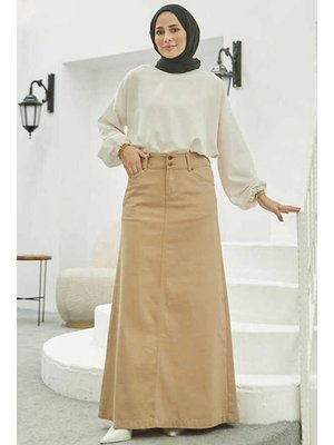 Bej Klasik Gabardin Etek Bej Klasik Gabardin Etek