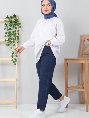 Koyu Mavi Boyfriend Büyük Beden Kot Pantolon Koyu Mavi Boyfriend Büyük Beden Kot Pantolon