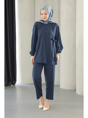 Lacivert Bağlama Detaylı Takım