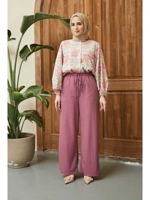 Lila Ancelina Lastikli Pantolon