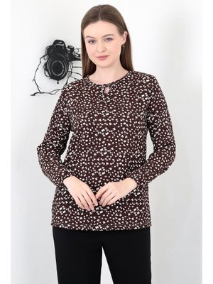 Minik Çiçek Kahve Bağcıklı Yaka Bürümcük