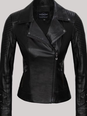 Siyah Hakiki Kuzu Derisi Yandan Cepli Kolları Kemer Detaylı Deri Mont