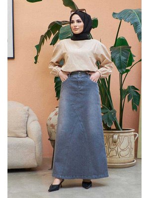 Gri Denim Etek Gri Denim Etek