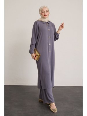 Kare Çıtçıtlı Ayrobin Antrasit İkili Takım