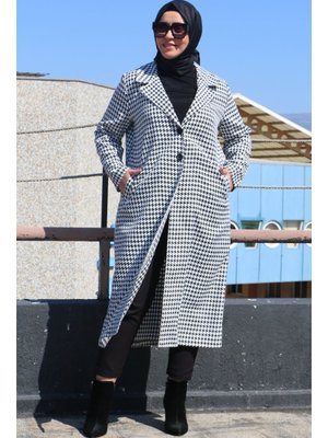 Büyük Kaz Ayağı Siyah Beden Tek Düğmeli Ceket