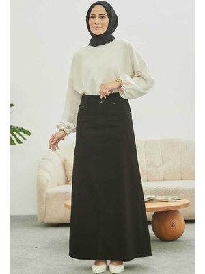 Siyah Klasik Gabardin Etek