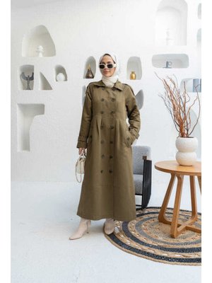 Haki Reglan Kollu Süs Pileli Lens Ceket