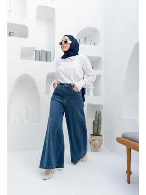Koyu Mavi Denim Pantolon Etek Koyu Mavi Denim Pantolon Etek