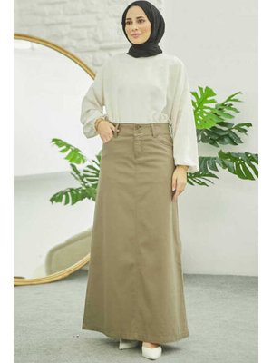 Haki Klasik Gabardin Etek