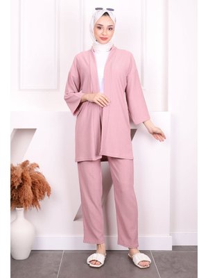 Pudra Bürümcük Kimono Pantolon Takım