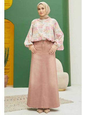 Somon Denim Klasik Etek Somon Denim Klasik Etek
