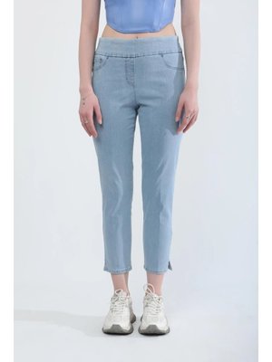 Açık Mavi Likralı Esnek Jean Kapri