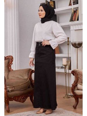 Siyah Denim Klasik Etek Siyah Denim Klasik Etek