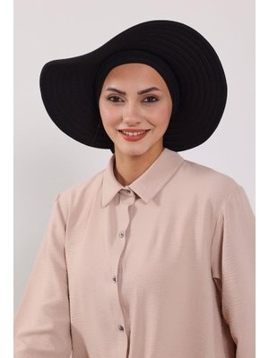 Siyah Çıkarılabilir Arkası Fiyonklu Şapkalı Penye Bone Türban,s Siyah Çıkarılabilir Arkası Fiyonklu Şapkalı Penye Bone Türban,s