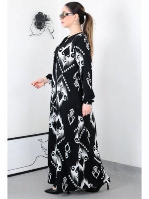 Siyah Boho Püsküllü Battal