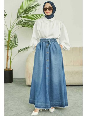 Mavi Denim Mevlana Düğmeli Etek