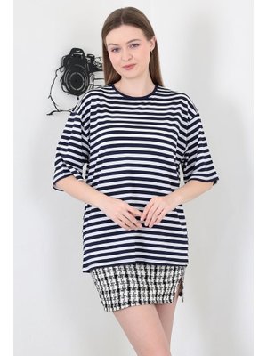 Lacivert Kısa Kol Bluz