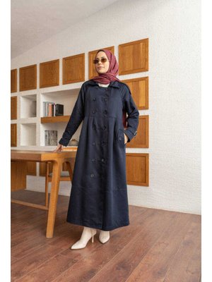 Lacivert Reglan Kollu Süs Pileli Lens Ceket