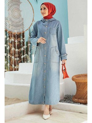 Mavi Denim Kapüşonlu Kap Mavi Denim Kapüşonlu Kap