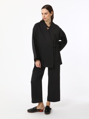 Siyah Pamuk Kumaşlı Beli Lastikli Pantolon