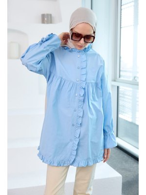 Mavi Fırfır Detaylı Gömlek