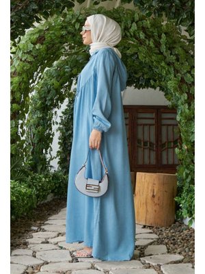 Mavi Brit Düğmeli Denim Ferace Mavi Brit Düğmeli Denim Ferace