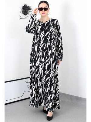 Püsküllü Siyah Battal Elbise