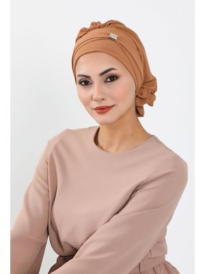 Camel Aksesuarlı Aerobin Kumaş Hazır Türban,ht Camel Aksesuarlı Aerobin Kumaş Hazır Türban,ht