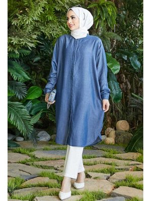 Koyu Mavi Denim Standart Tunik Koyu Mavi Denim Standart Tunik