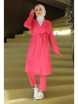 Fuşya Ay Parça Detaylı Takım