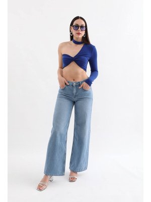 Mavi Geniş Kesim Jean Pantolon