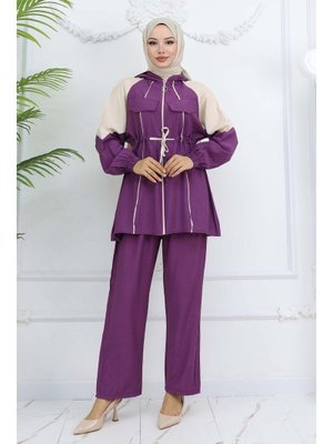 Mor Belden Bağlamalı Şeritli Takım