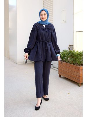 Lacivert Büzgülü Cupra Tencele Takım Lacivert Büzgülü Cupra Tencele Takım