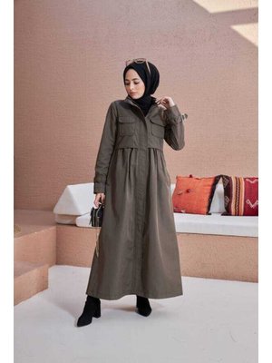 Haki İnter Büzgülü Trençkot