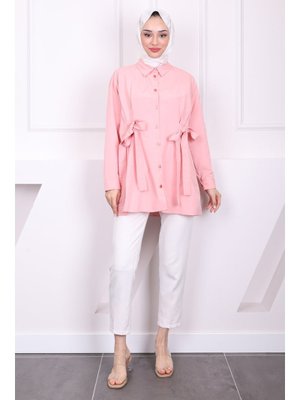 Pudra Bel Kuşaklı Tunik
