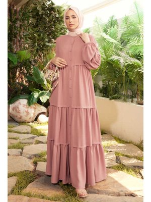 Pudra Berlin Düğmeli Büzgülü Ferace