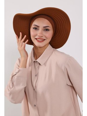 Kiremit Çıkarılabilir Arkası Fiyonklu Şapkalı Penye Bone Türban,s Kiremit Çıkarılabilir Arkası Fiyonklu Şapkalı Penye Bone Türban,s