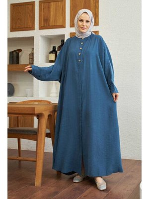 İndigo Modal Süs Düğmeli Abaya İndigo Modal Süs Düğmeli Abaya