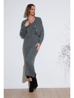 Koyu Gri Lela Hırka