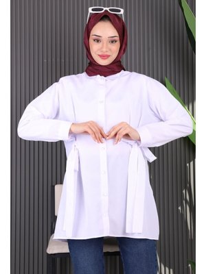 Beyaz Bel Kuşaklı Tunik Beyaz Bel Kuşaklı Tunik