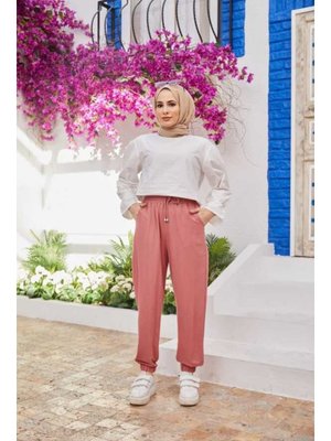 Pudra Ancelina Lastikli Pantolon
