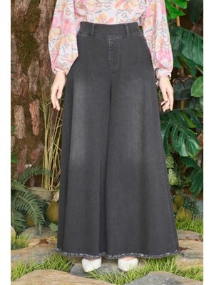Füme Denim Püsküllü Pantolon Etek Füme Denim Püsküllü Pantolon Etek