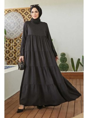 Siyah Denim Parça Boya Elbise