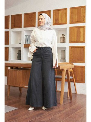 Füme Denim Pantolon Etek Füme Denim Pantolon Etek