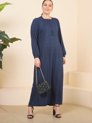 Mavi Kadin Buyuk Beden Çıtır Desen Uzun Anne Günlük Elbise Mavi Kadin Buyuk Beden Çıtır Desen Uzun Anne Günlük Elbise