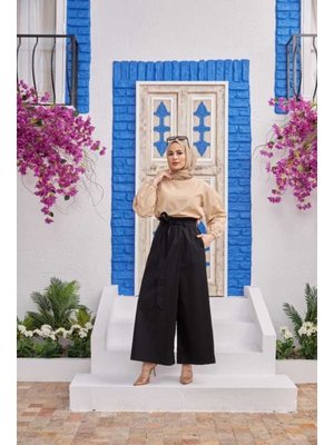 Siyah Denim Lastikli Pantolon Etek Siyah Denim Lastikli Pantolon Etek