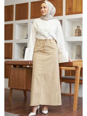 Bej Denim Klasik Etek Bej Denim Klasik Etek