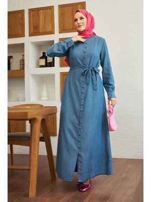 Koyu Mavi Britli Düğmeli Ferace Koyu Mavi Britli Düğmeli Ferace