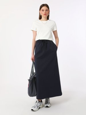 Lacivert Beli Lastikli Örme Etek