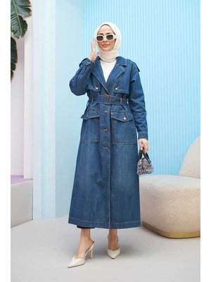 Koyu Mavi Reglan Kollu Trençkot Koyu Mavi Reglan Kollu Trençkot
